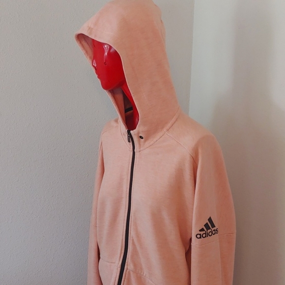 Adidas Men's Pink Full Zipper Hooded Sweatshirt Jacket size Large - Picture 3 of 17